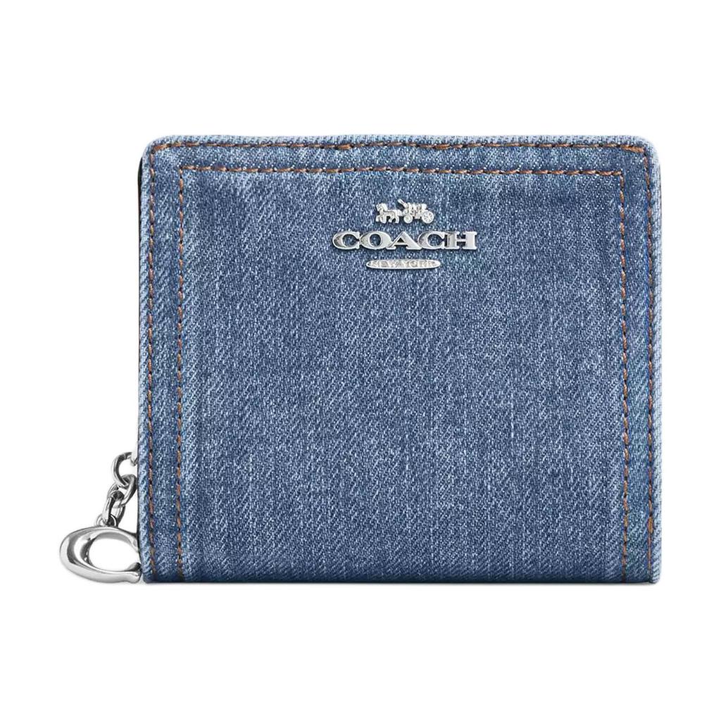 New COACH Snap Wallet Denim Wallet Mini Women's Blue CAP07-SVIN
