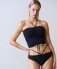 VINAJ Bohemian Shirred Tube Top Bikini Bra (Black)