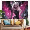 Dark Angel Tapestry Pink Wings Gothic Beauty Intricate Lace Mysterious Skulls Shadows for Bold and Seductive Home Decor