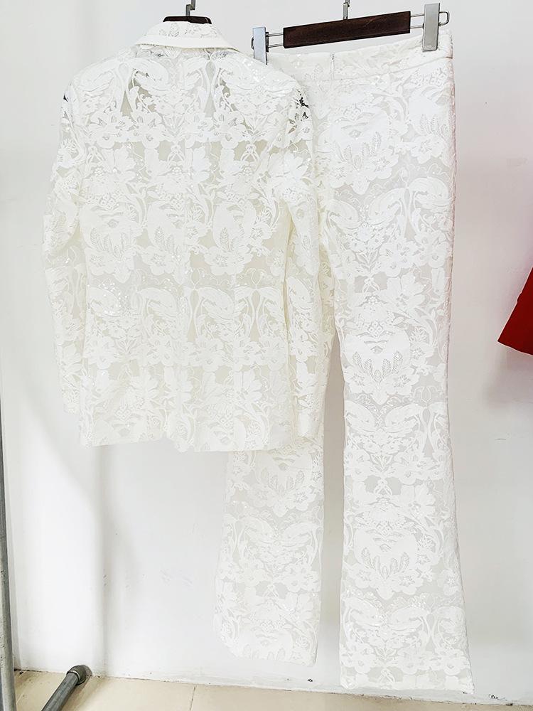 Completo e Pantaloni in Rete Ricamata con Paillettes di Alta Gamma - Collezione Primavera Inizio 2026