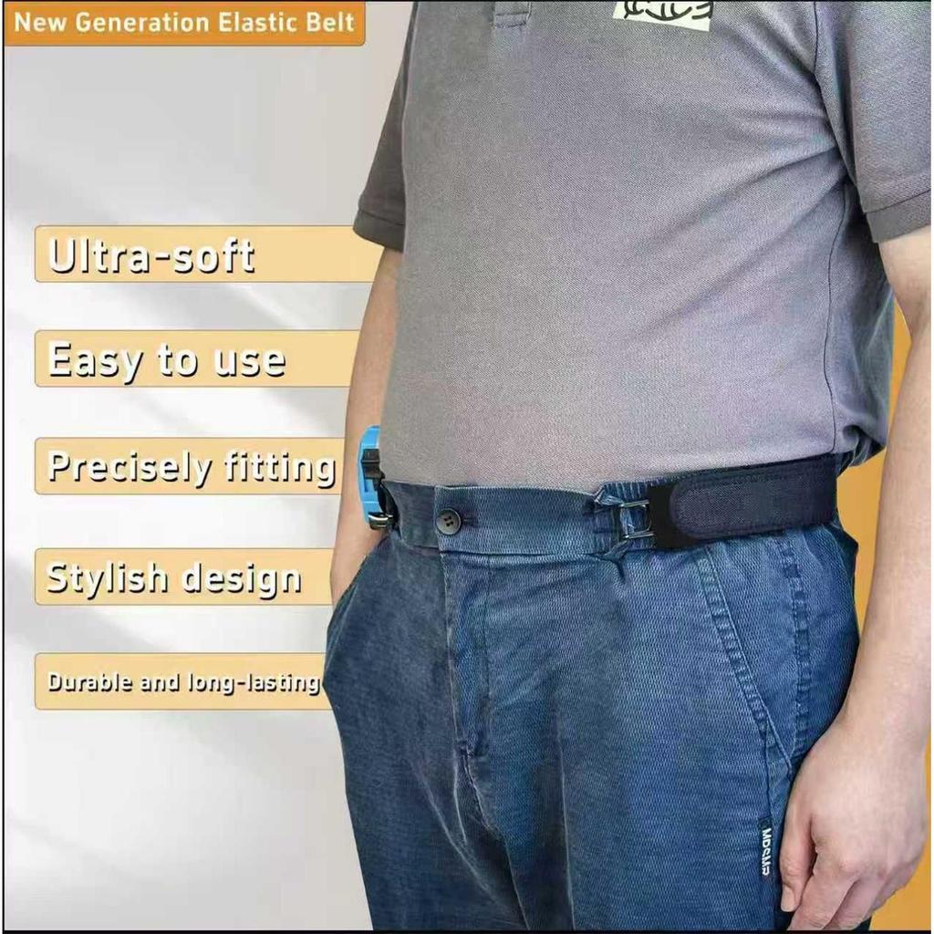 No Buckle Belt 2 Pieces Buckleless Stretchable Waistband Elastic Convenience Belt for Walking Daily Commuting Office Casual