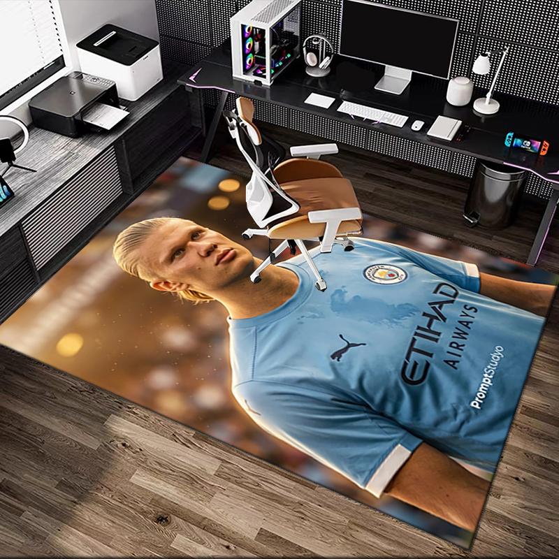 [1pc Erling Haaland Office Chair Carpet] Digital Printed Area Rug for Home & Game Room Use, Soft Indoor Sofa Chair Mat