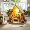 2D Flat Acrylic Christmas Scene Desktop Decoration, Suitable for Wall Decoration, Porch, Room, Villa, Accents Home, Hallway, or Workplace - Rustic Far