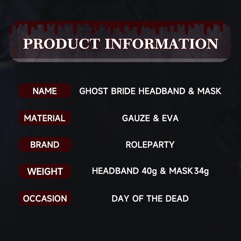 Blood Rose Flower Crown Ghost Cosplay Accessories Hair Hoop with Veil  for Women