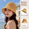 Summer Essential Striped Basin Hat with Knitted Hollow Out Design Foldable for Beach Sunshade