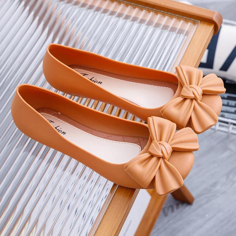 Fashion Fashion New Women's Comfortable Sandals Solid Color Bow Flat Shoes Summer Outer Wear Casual Bag Heel Flat Round Toe Sandals