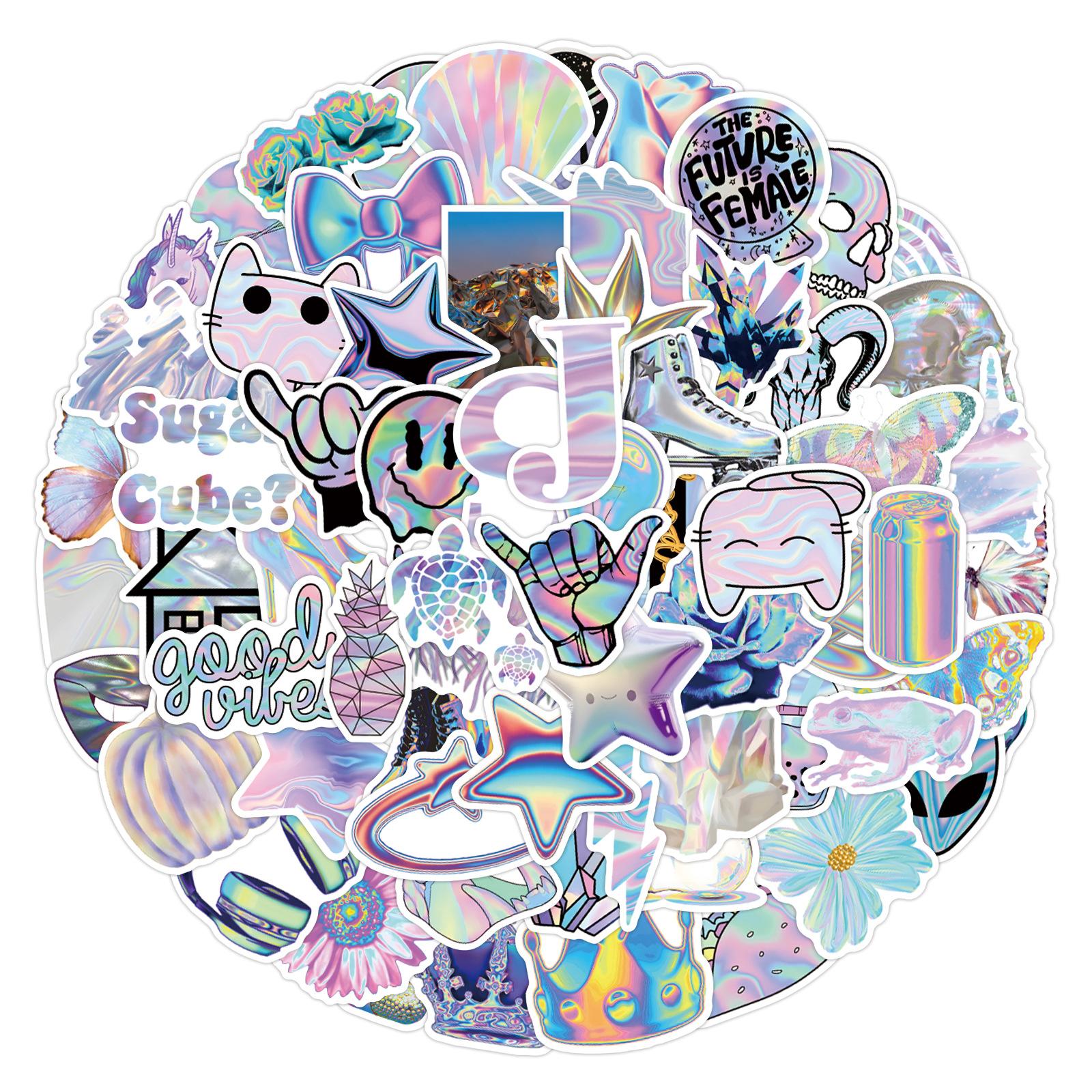 

110 New Iridescent Graffiti Stickers Scooter Suitcase Water Cup Cartoon Stickers