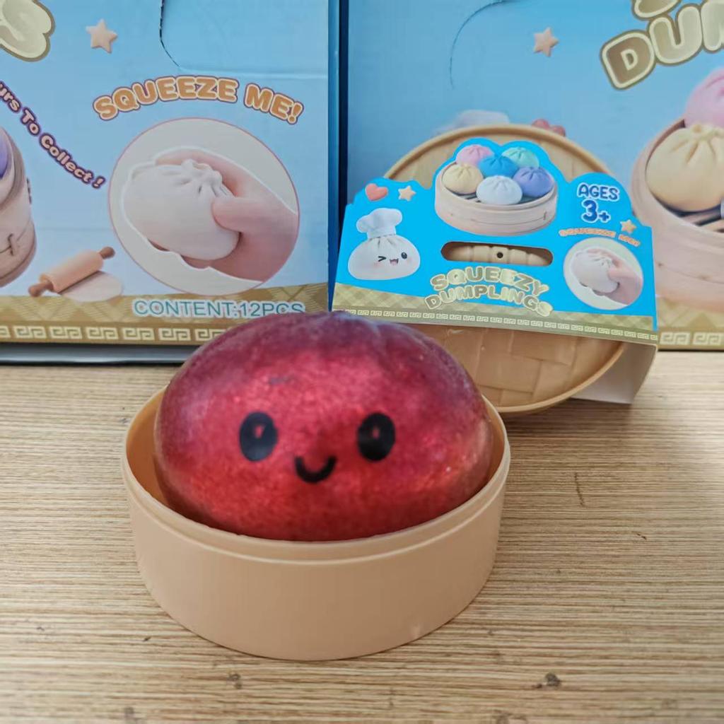 1-12p Push Bubble Colorful Dumpling Squishes Stress With Steamer Cute Anxiety Toy Soft Decompression Dough For Adults Prospector
