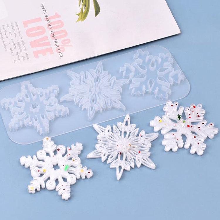 YS Factory Custom DIY Snowflake Resin Silicone Molds Christmas Tree Snowflake Charm Hanging Tag Pendant Hanging Home Decor Tools