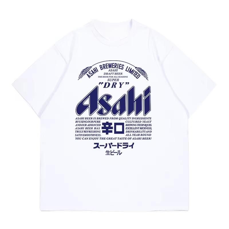 2026 Japan Asahi Beer Tshirt Summer Unisex Wear with American Retro Loose Casual Cotton Shortsleeved Clothes Ins Y2k L