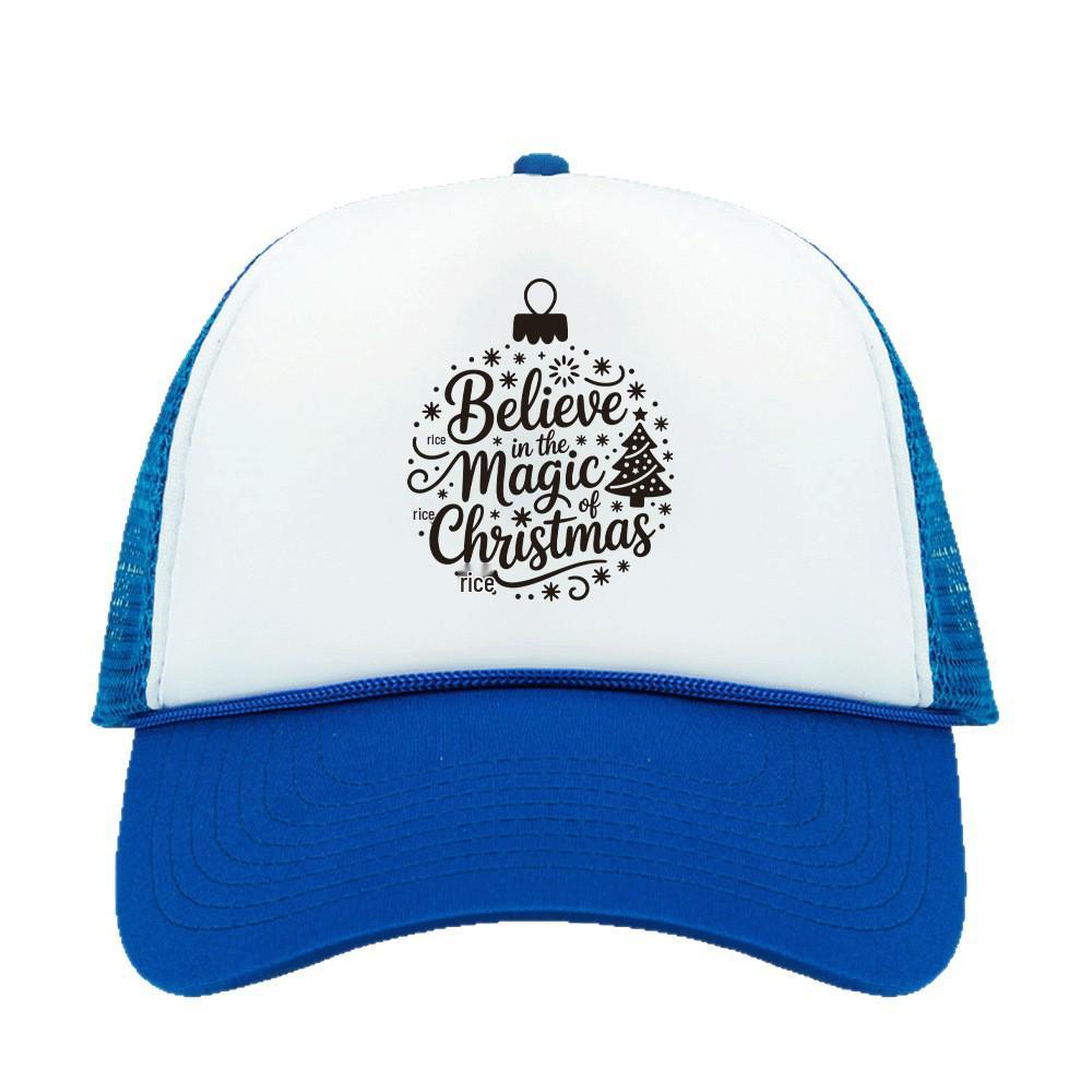Christmas Patterned Mesh Trucker Cap with Rope & Hot Stamped Logo