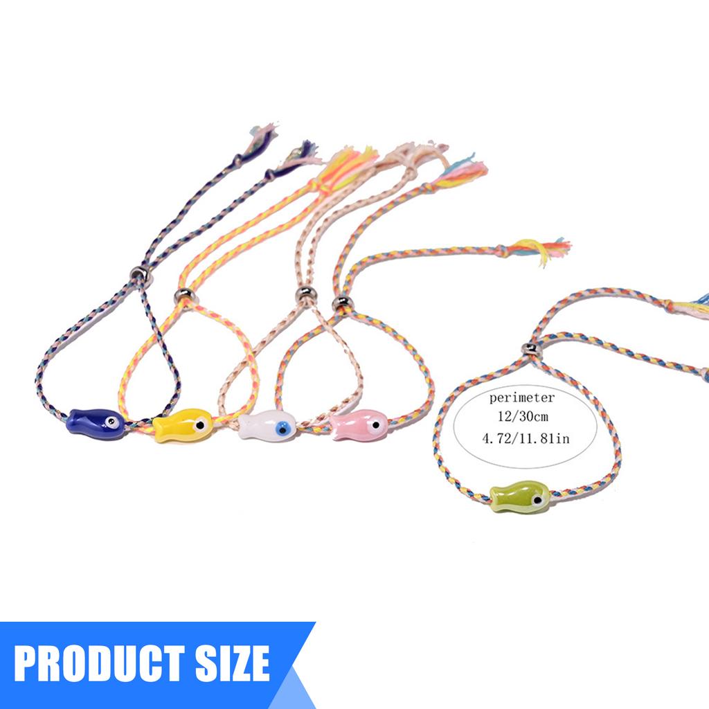 Stylish Bohemian Multicolor Ceramic Fish Bracelet Handmade Jewelry for Women Adjustable Wrist Anklet Accessory