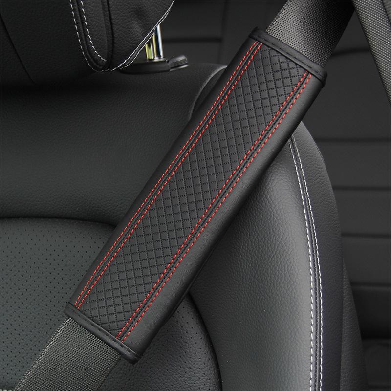 1/2Pcs Car Seat Belt Shoulder Pads Leather Non Slip Relieve Shoulder Pressure Universal Fit For Daily Driving Long Road Trips