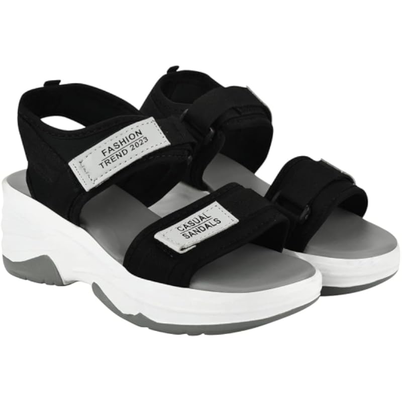 Shoetopia Lightweight Comfortable & Trendy Flatforms Grey Sandals For Women & Girls /Uk5