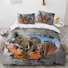 Small Elephant Duvet Cover Set 3D Print Cute Kawaii Wild Animals King Queen Size for Kids Teens Adults Animal Lover Bedding Set