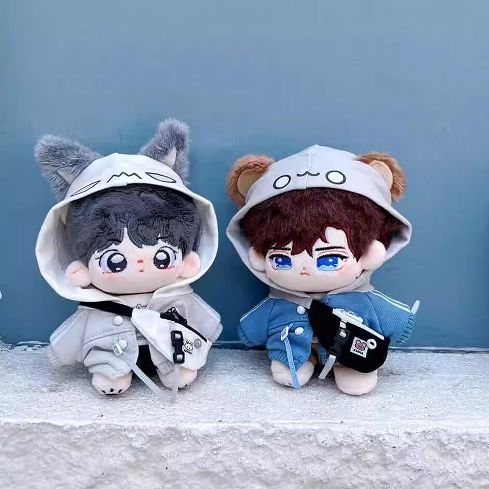 niannyyhouse 10cm 15cm 20cm Plush Toy Outfit Set: Hoodie, Vest, Pants, Backpack, Glasses, Shoes, Wolf and Bear Costume, Cotton Doll Dress-Up