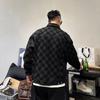 Spring and Autumn Checkerboard Denim Jacket Men's Retro Versatile Casual Jacket Loose Lapel Trendy Men's Handsome Top
