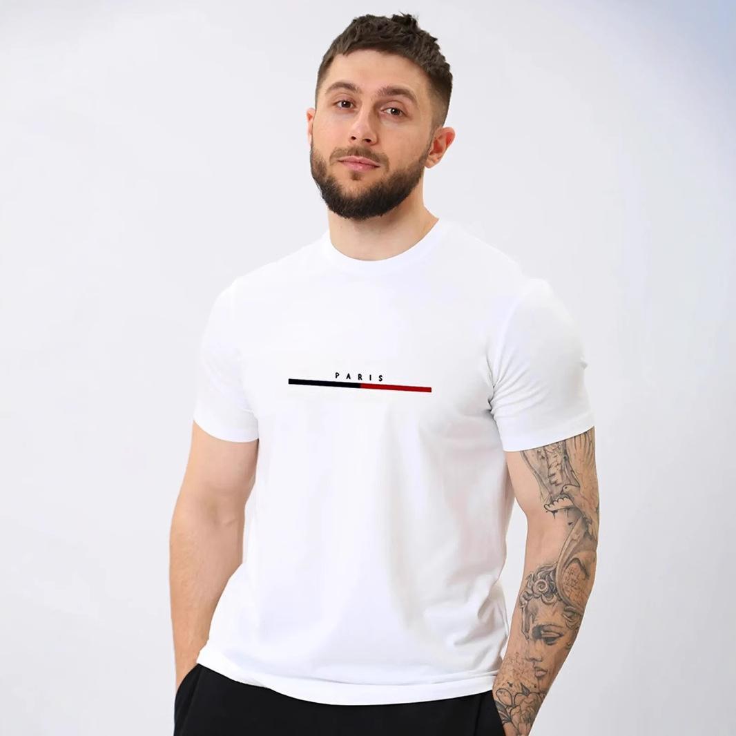 

Loose Men s T-shirt New Summer Men s Wide Printed Short-sleeved T-shirt S белый