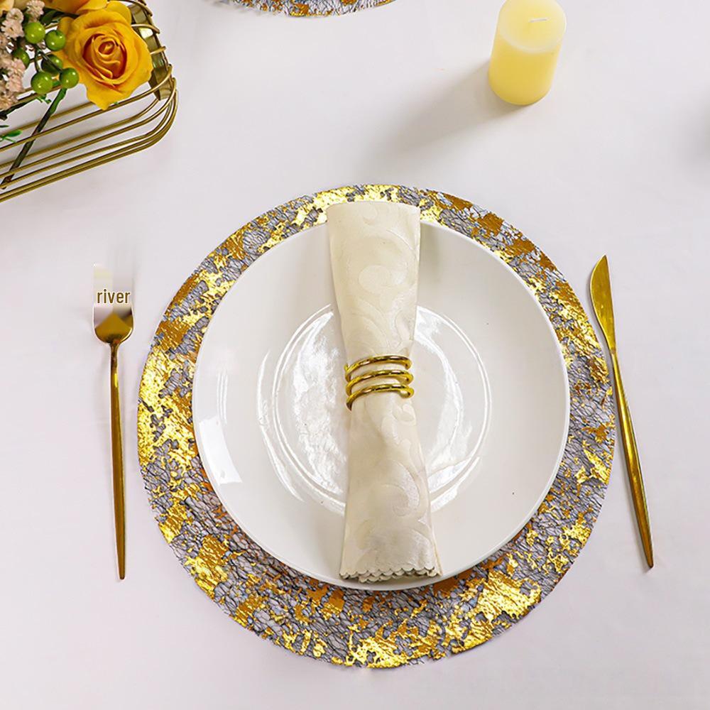 Multi-color Round Metal Gold Foil Disposable Table Mat 16cm