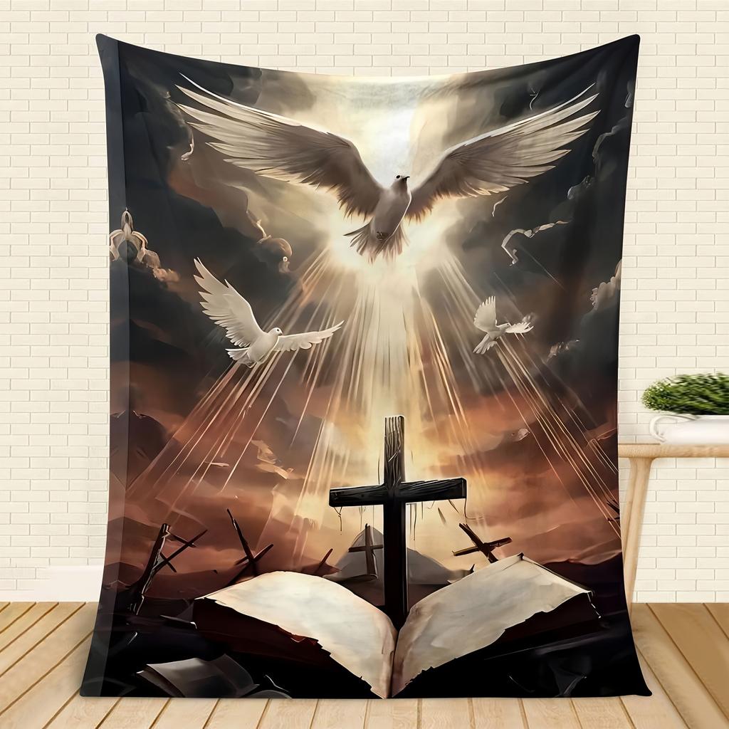 Jesus Embracing Art Pattern Decorative Throw Blanket for Sofa, Bed, Home Decor, and Office Space