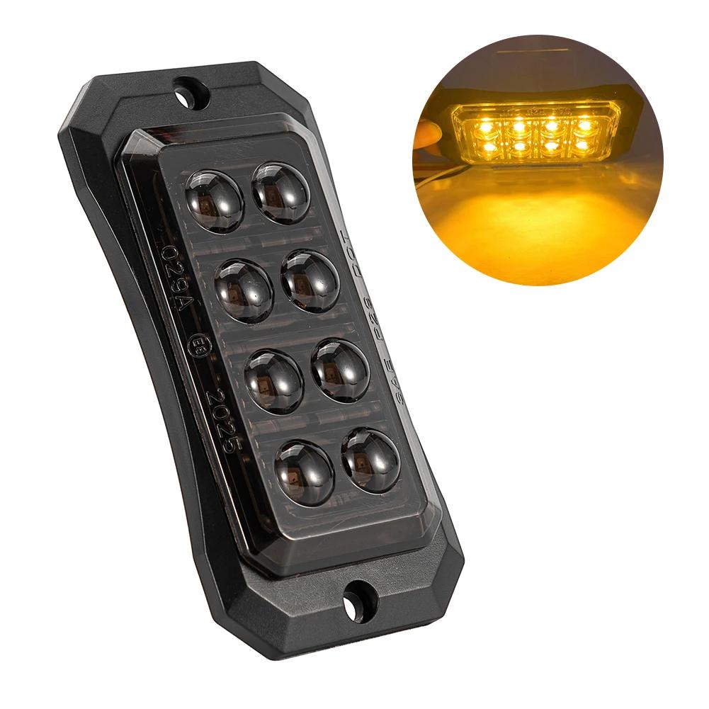 4/8/12 LED Truck LED Side Marker Light Strobe Flash Warning Light 12-24V Waterproof Lens Light for Trucks & Trailers