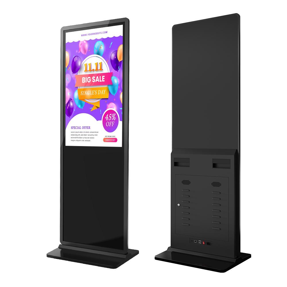 MWE EU USA Warehouse Indoor LCD Digital Signage Floor Standing Advertising Media Player 55 Inch Black Touch Android System Kiosk