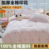 Sleep grid thickened pure cotton printed four piece set