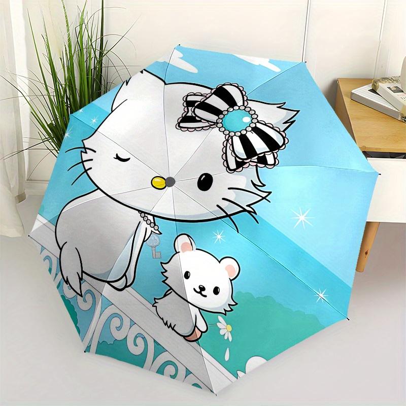 Kitty, Mouse Automatic Opening and Closing Parasol Compact Travel umbrella with 8 Ribs for Women and Men Ideal Birthday/Christmas Gift, Outd