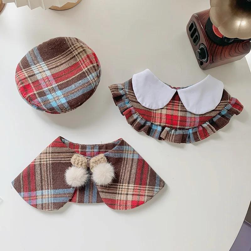 Cat Drool Bib Handmade Scarf Collar Pet Hat Bib Tie New Plaid Set Dog Bow Tie Cat Accessories Puppy Accessories