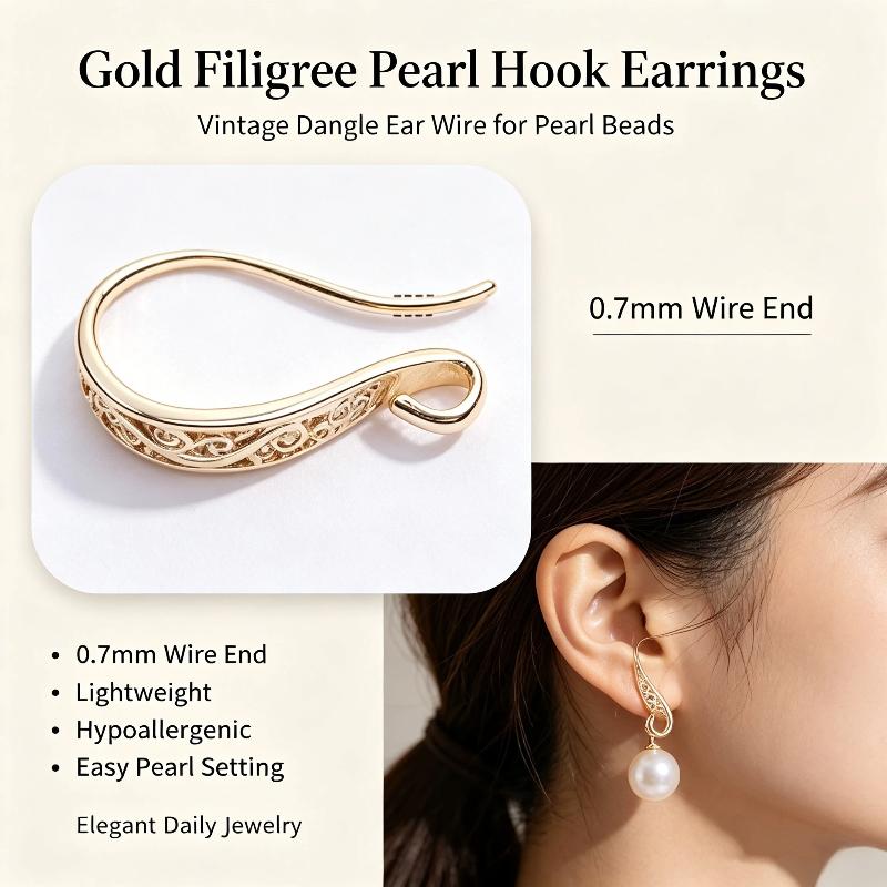 4PCS Eco-Friendly Brass Earring Hooks Smooth Ear Wires for DIY Earring Making Craft Supplies