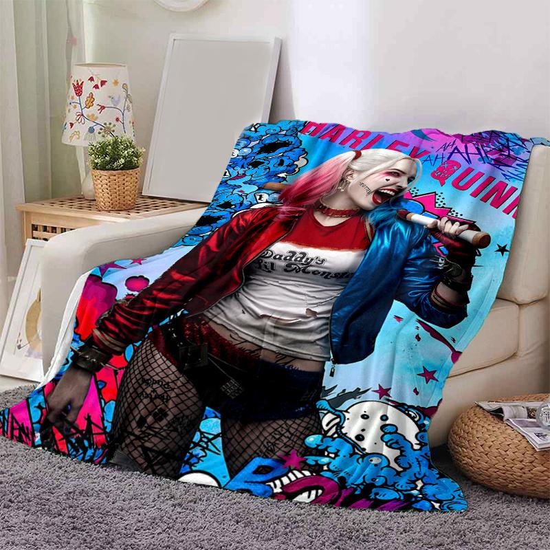 

Harley Quinn Cosplay Costume - Red and Blue Jacket with White ShirtPrint Blanket, Soft Blanket For Sofa Office Bed And Travelling Daughter B 130cm×150cm（50in×60in）