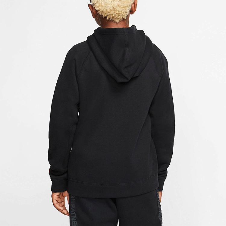 Nike Breathable Sports Casual Hooded Long Sleeve Zip-Up Sweatshirt Jacket Kids Outerwear Black BV4391-010