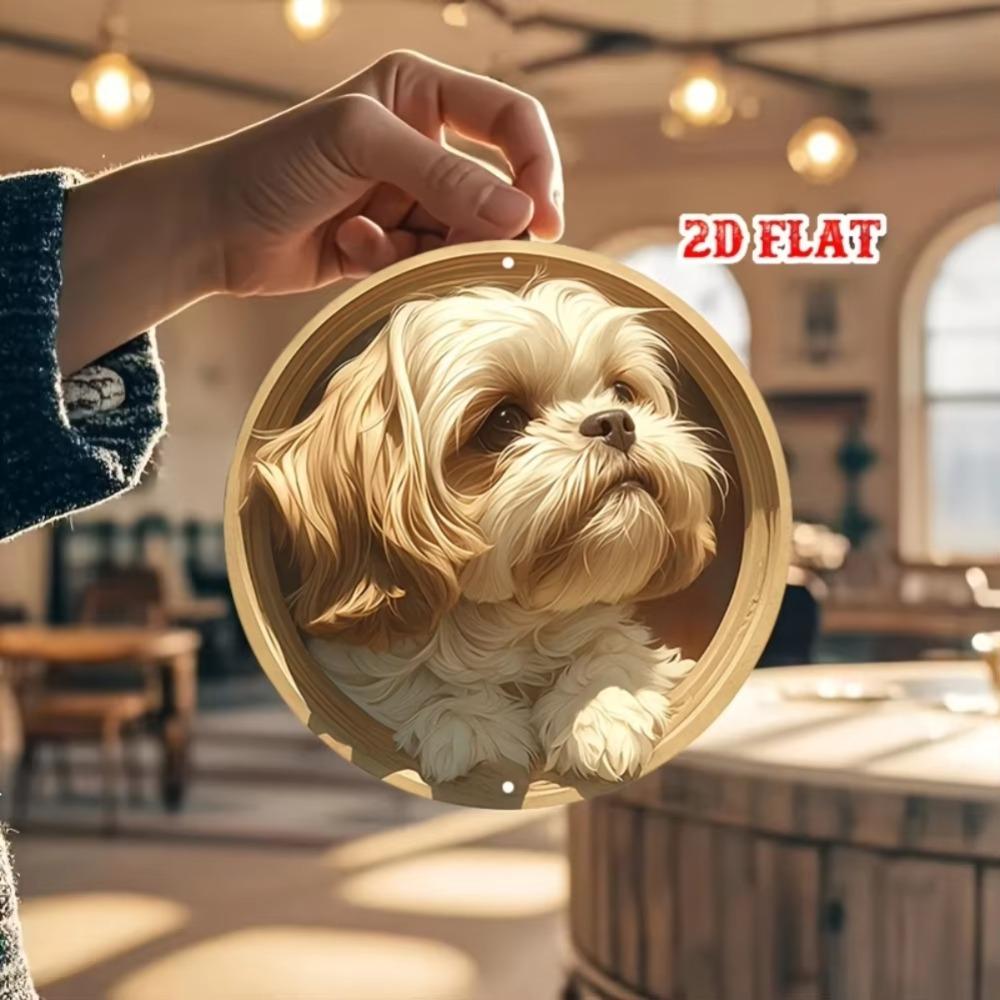 Vintage Shih Tzu Dog Metal Wall Art Durable Aluminum Poster for Home Decor