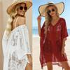 Plus Size Sunscreen Beach Cover Up Lace Mesh Sun-Protective Top Fashion Bohemian Shawl  Lady