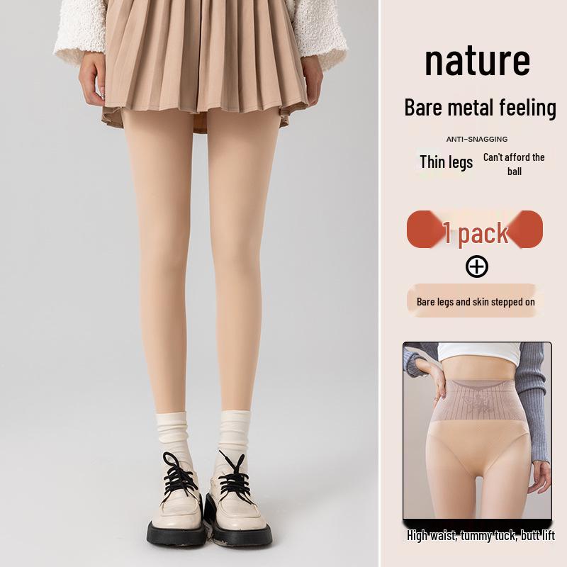 Flower Fairy Nude Feeling Fleece Lined Socks - Women's Warm, Slimming Tights for Autumn and Winter