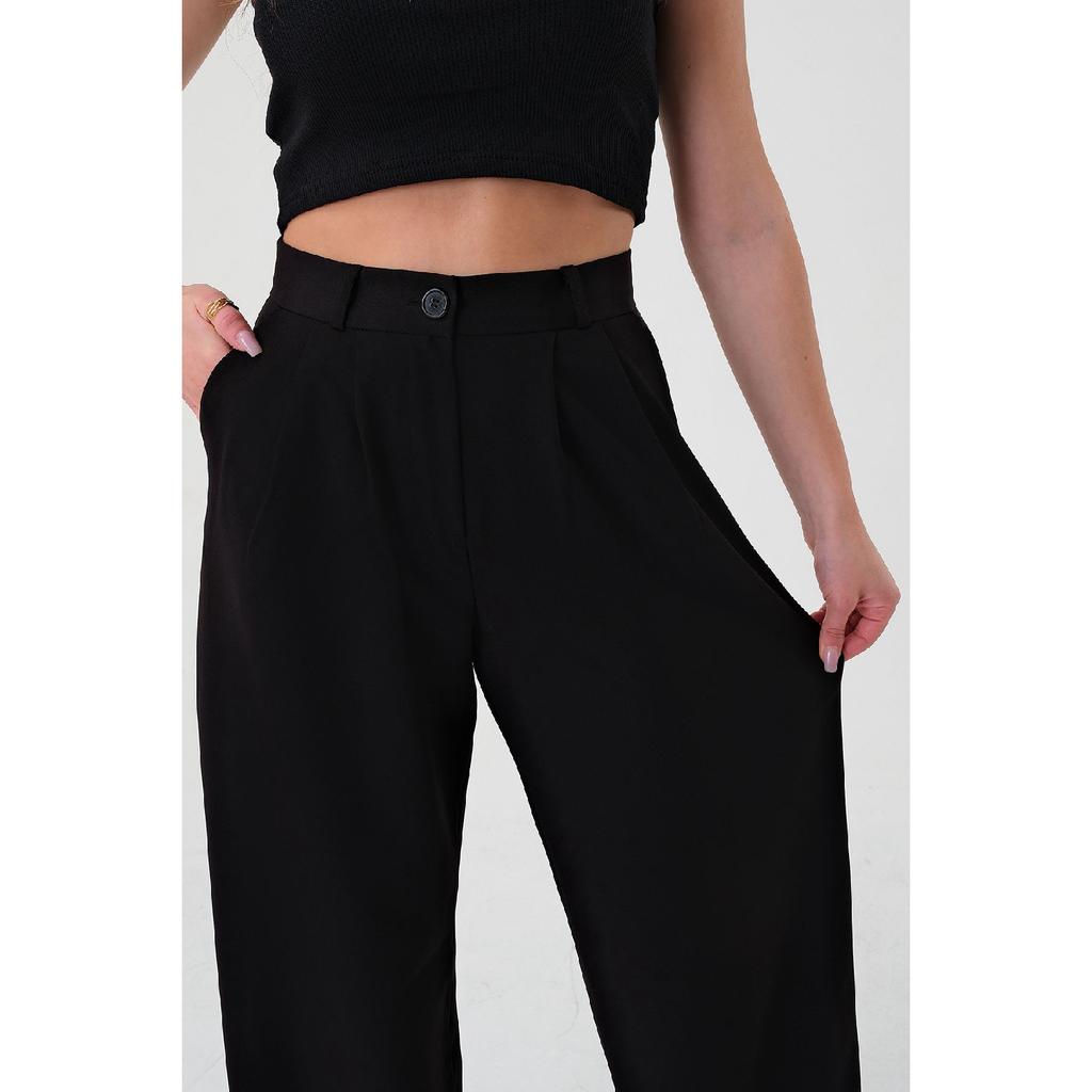 Woman White High Waist Palazzo Pants