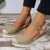 Mix Color Cloth Women's Sandals 2024 Summer Closed Toe Thick Bottom Rome Sandalias De Mujer Plus Size 43 Casual Walking Shoes