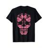 European Sizes Pink Flamingo Skull Breast Cancer Awareness Halloween Men's Crew Neck Shirt Summer Comfortable Casual Short Sleeve T-Shirt