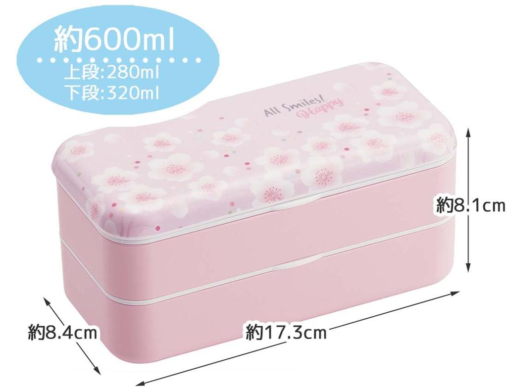 Skater Bento Cherry Blossom All Smile with Melamine Made in Box, Pattern, Design, 600ml, Chopsticks, Lid, Women's, Japan, SLBW6M-A