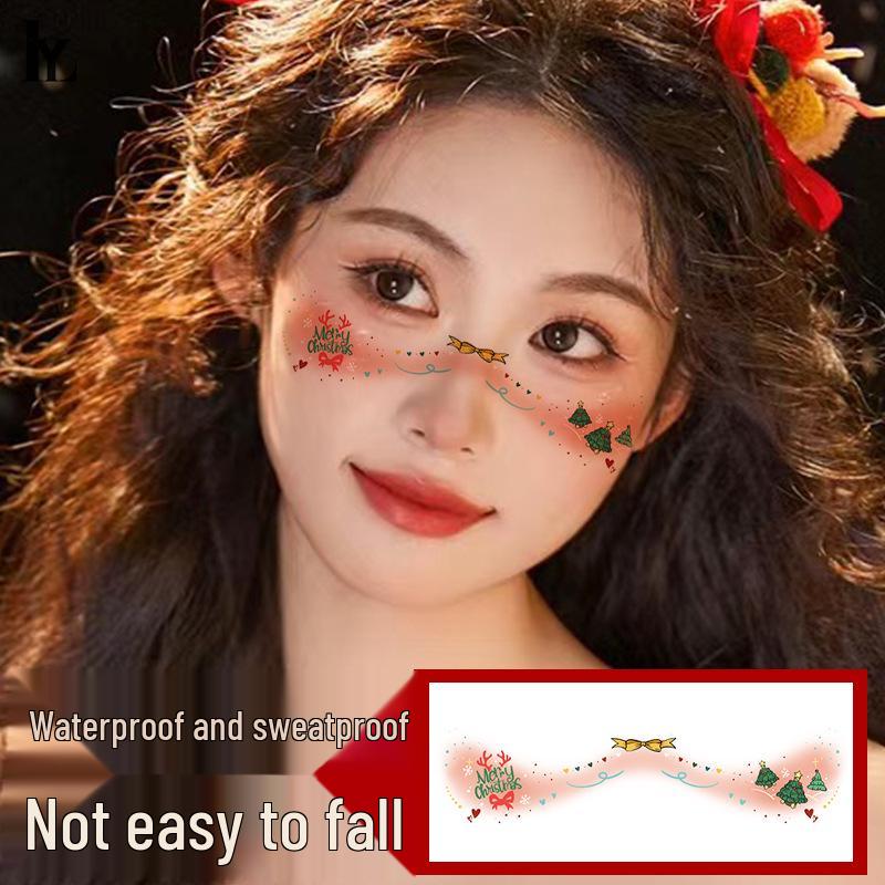 Christmas Tattoo Stickers: Easy-to-Remove Temporary Makeup Tattoos with Tree, Reindeer, and Snowflake Designs.