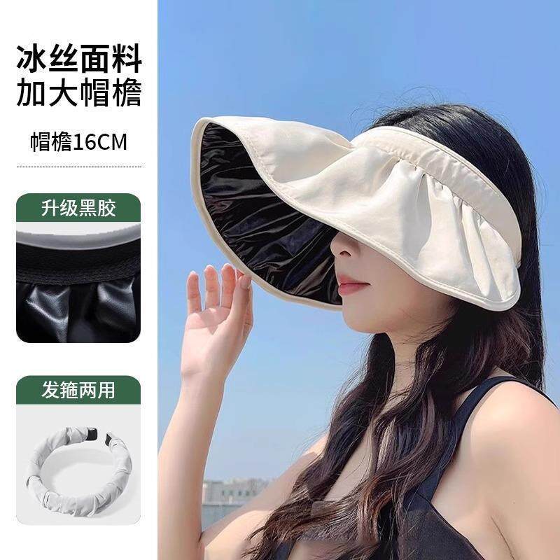 Summer vinyl sunscreen shell hat women's big eaves empty top foldable sunscreen hat fashionable versatile headband sun hat
