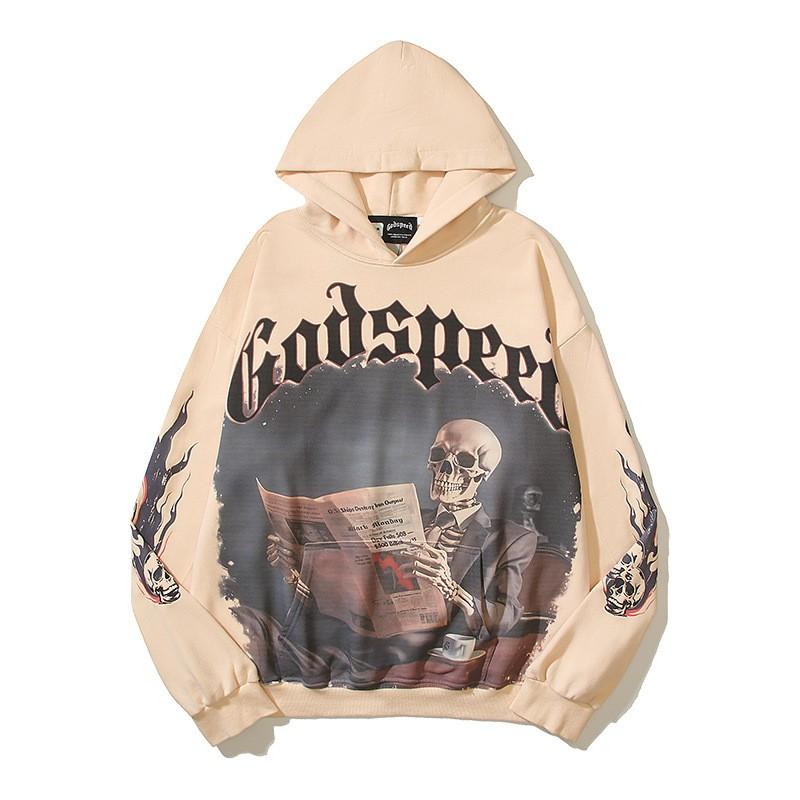 Godspeed 2025 Fall Winter Cotton Hoodie Streetwear Oversized Graphic Print Sweatshirt Men