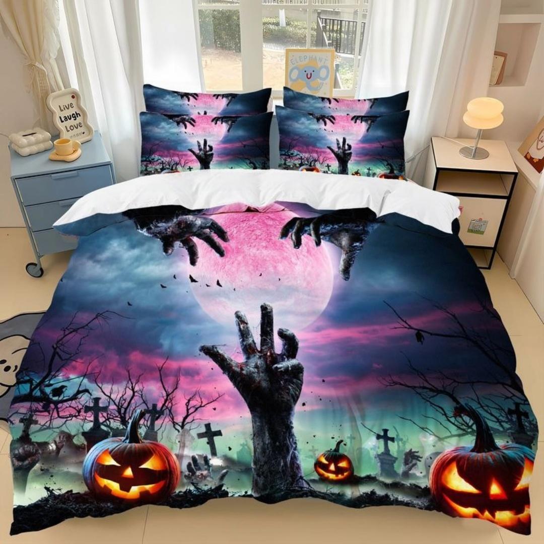 

Halloween Bedding Set Soft Polyester Duvet Cover Set Quilt Cover With Pillowcase For Bedroom Decor Birthday Gift Halloween Decor EU Single135x200cm