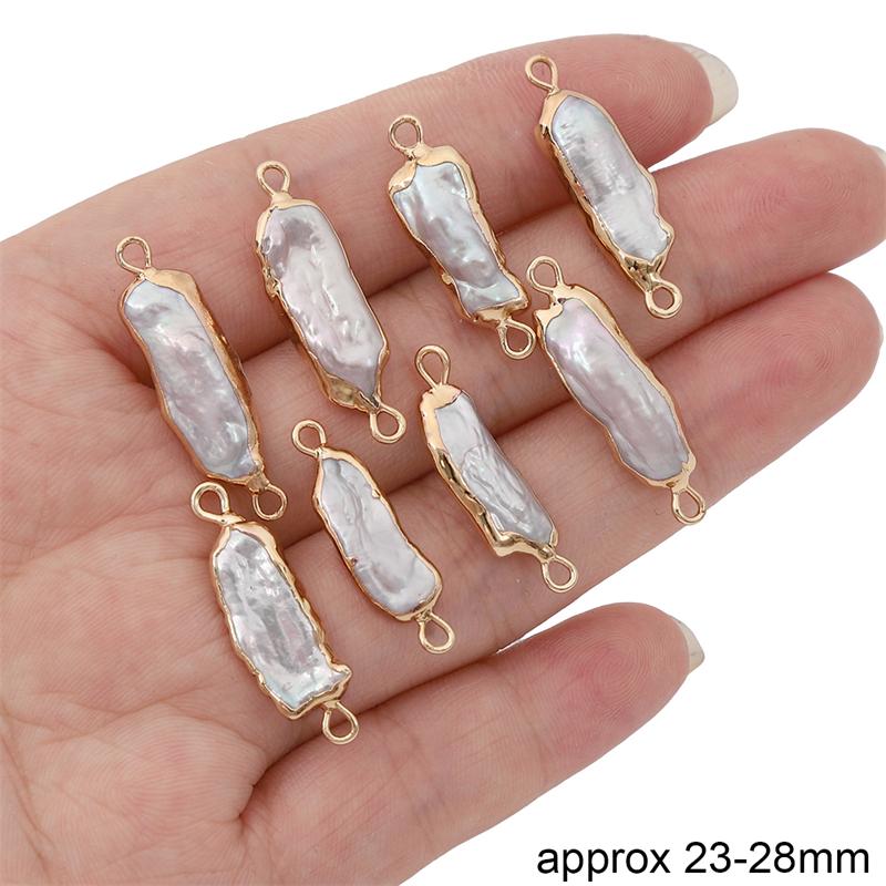 Natural Freshwater Pearls Irregular Gold Edging Double Hanging Pendants For DIY Necklace Bracelet Earrings Jewelry Making