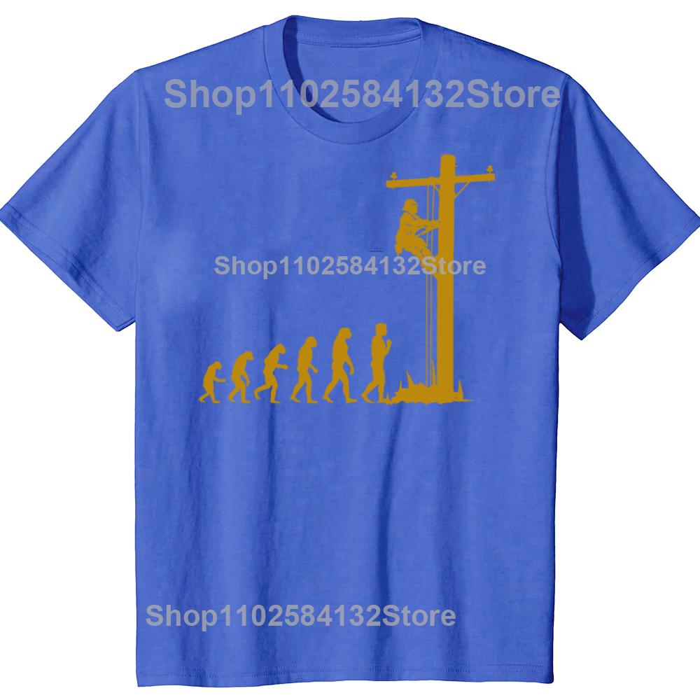 Lustige Einzigartige Evolution Von Freileitungsmonteur Elektriker Grafik T-Shirts Herren Mode Lässiges T-Shirt 100% Baumwolle Locker Übergroßes T-Shirt