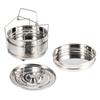 Stainless Steel Steamer Cooker Silver Large Capacity Steamer Insert Pans Stackable Layered Steaming Steamer Inserts Set