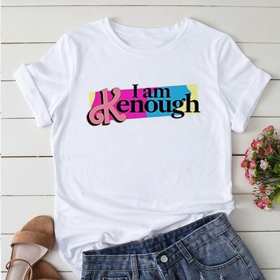 T-shirts à manches courtes pour femmes, simples, bon marché, élégants, avec graphique I Am Kenough imprimé, nouvelle mode
