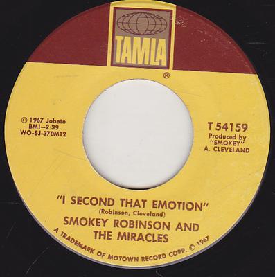 7inch Record MIRACLES - I Second That Emotion T54159 Tamla 1967 US Soul/Funk Used