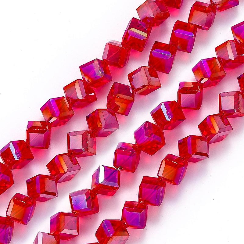 4-8mm Cube Crystal Glass Beads for Jewelry Making Faceted Square Crystal Glass Beads for Bracelet Earring Necklace DIY Craft