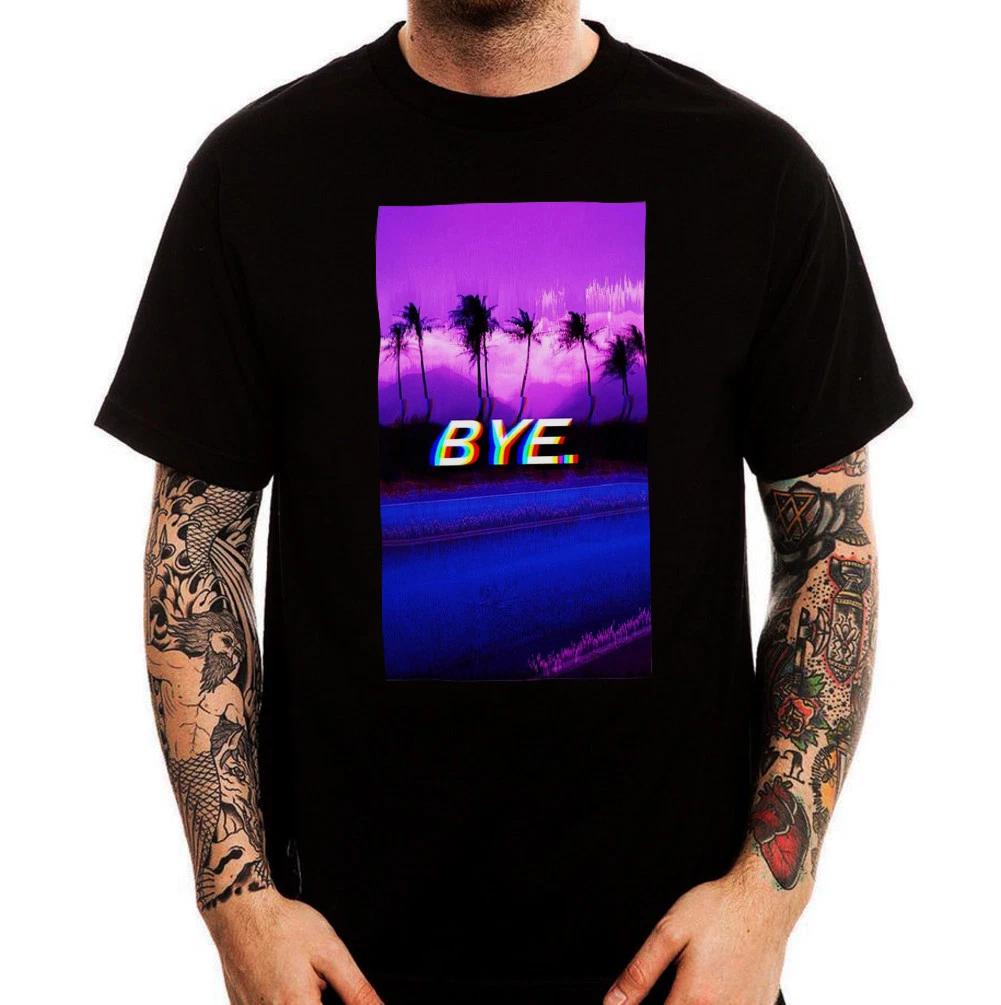 Vaporwave Bye Sad Miami Retro Aesthetic Printed Cotton T-Shirt Top Tee 130